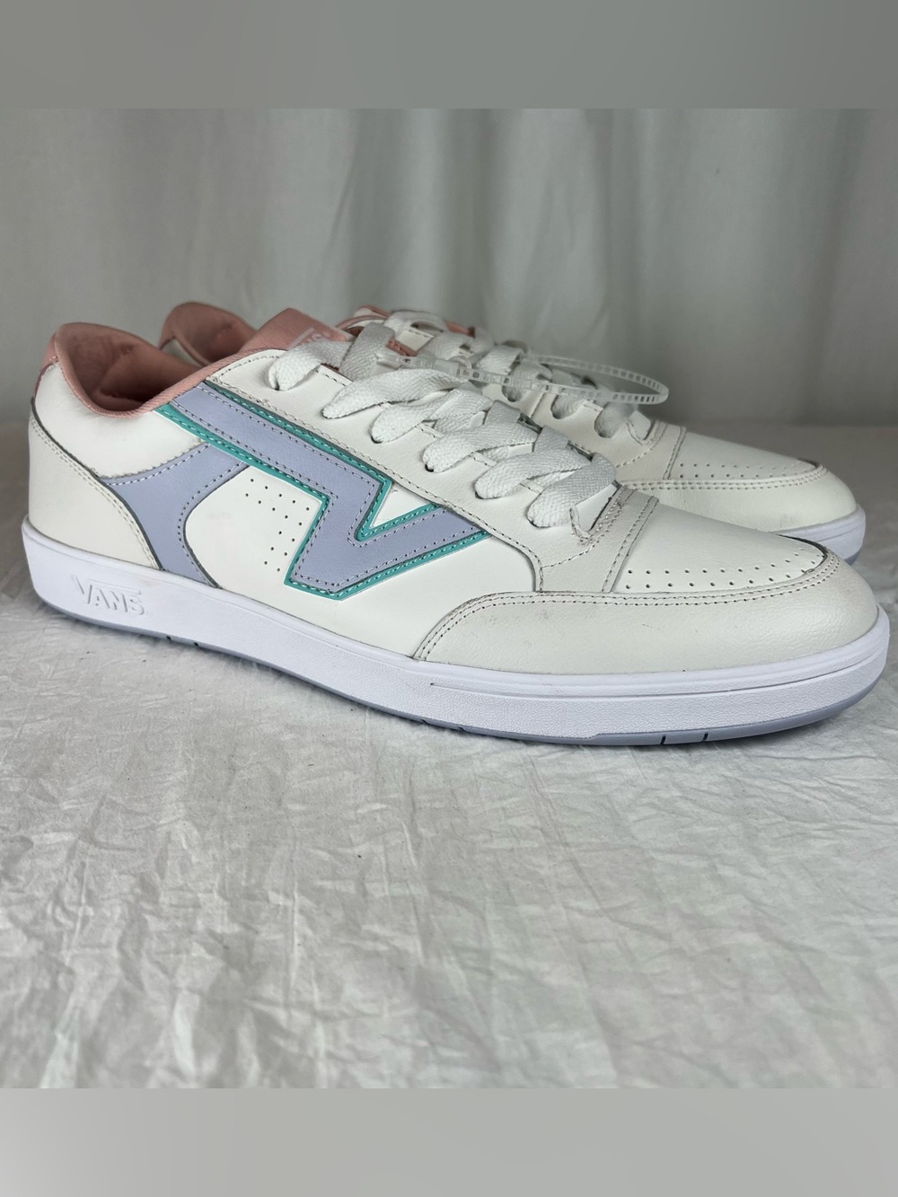 Vans Skate Lowland CC sz13 White Sand Leather Sneakers Lavender Mint ComfyCrush